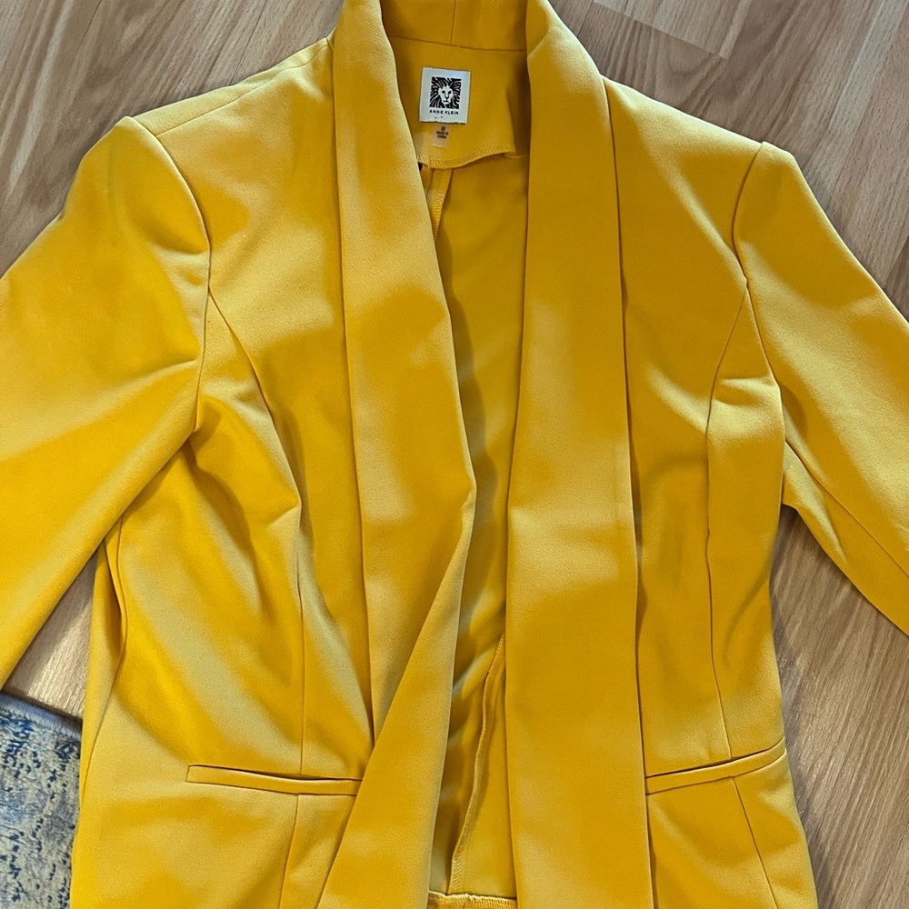 Anne Klein Bright Yellow Shawl Collar Blazer